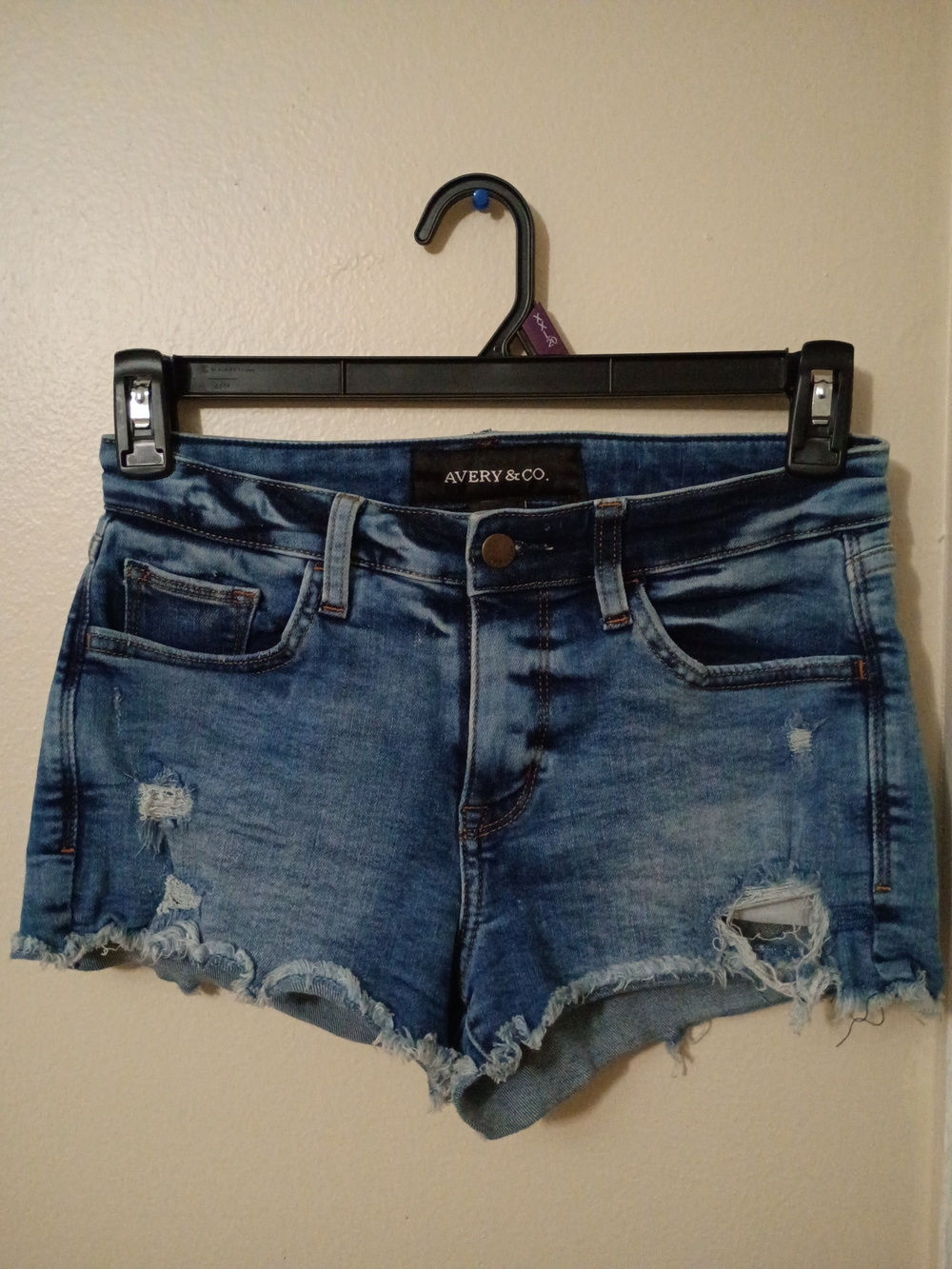 Avery Distressed Light Blue Denim Jean Shorts
